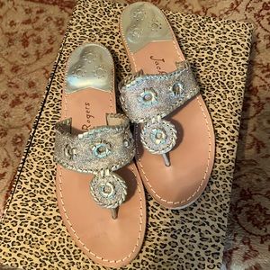JACK ROGERS  SIlVER MESSAGE SANDALS